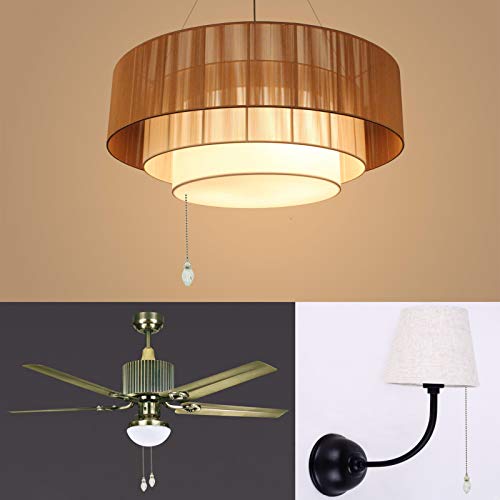 Image of 4Pcs 405mm /16 Length Decorative Ceiling Fan Pull Chains Ornament Crystal Pullchain Gorgeous Hanging Pendants Clear Flame Glass Brushed Nickel Finish Pull Chains