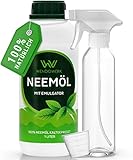 WENDOWERK® Neemöl [1000ml] - Inkl. Sprühflasche und Messbecher - Neemöl mit Emulgator zur direkten Anwendung - Niemöl zur natürlichen Pflanzenpflege für Indoor und Outdoor