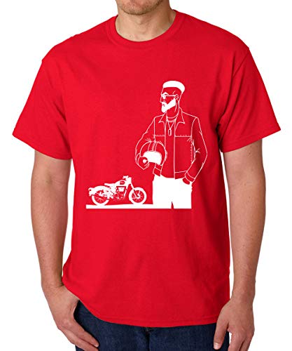 Image of Caseria Men's Cotton Printed T-Shirt -Bike Man | 100% Cotton | Half Sleeves | Regular Fit | Printed | Round Neck | Graphic T Shirt