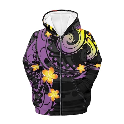 Kid's Leisure Hoodie Long Sleeve Moisture-Wicking Fabric Casual Sportswear Tropical Plant 3D Print