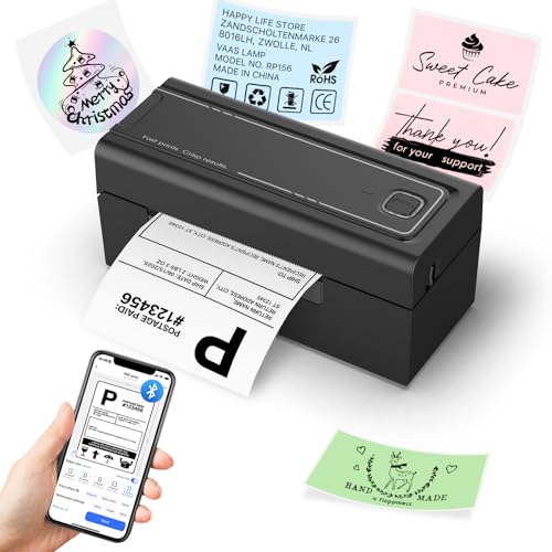 Bluetooth Thermal Shipping Label Printer, Wireless 4x6 Shipping Label Printer for Packages, High-Speed Thermal Printer Compatible with Android, iOS & Windows for Amazon, Ebay, Shopify, USPS