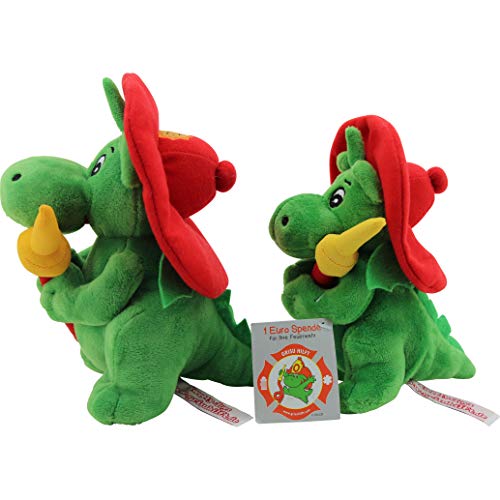 Sweety Toys 11025 Drache XL GRISU 20 cm mit Feuerwehrschlauch Feuerwehr Maskottchen Plüsch ca. 20 cm