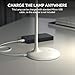 Cordless Lamp Gladle LED Desk Lamp, Battery Operated Table Lamps, Rechargeable Dimmable Reading Light with Timer, Adjustable Gooseneck Touch Lamp for Office, USB Charging Port (White)