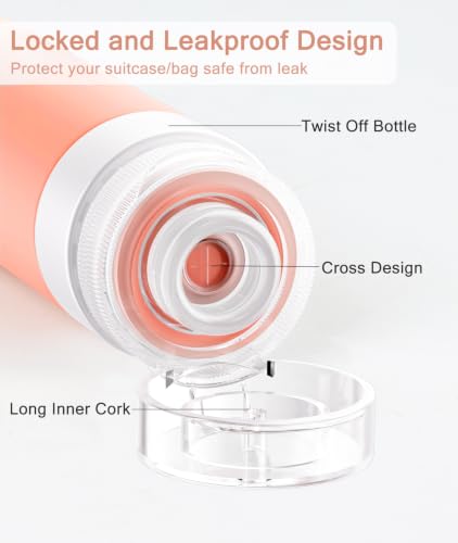 Image of Quatish Travel Bottles for Toiletries, Original Patented Leak Proof Travel Size Containers, 3 oz Tsa Approved Silicone Shampoo and Conditioner Bottles, 4 Pack, Red Rock,Rose