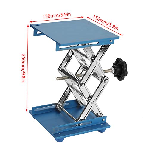 Labor Hebebühne Blau Galvanisiertes Aluminium Labor Hebeplattform Ständer Rack Scissor Jack Lifter (150 * 150 * 250mm)