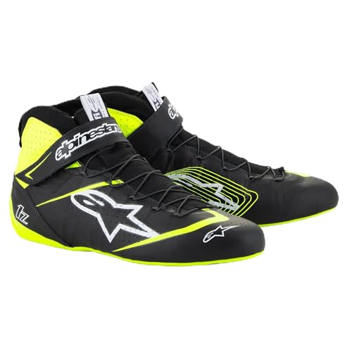 Alpinestars Tech-1 Z V3 Driving Shoes SFI - Size 12 - Black/Yellow Fluorescent (2715524-155-12)