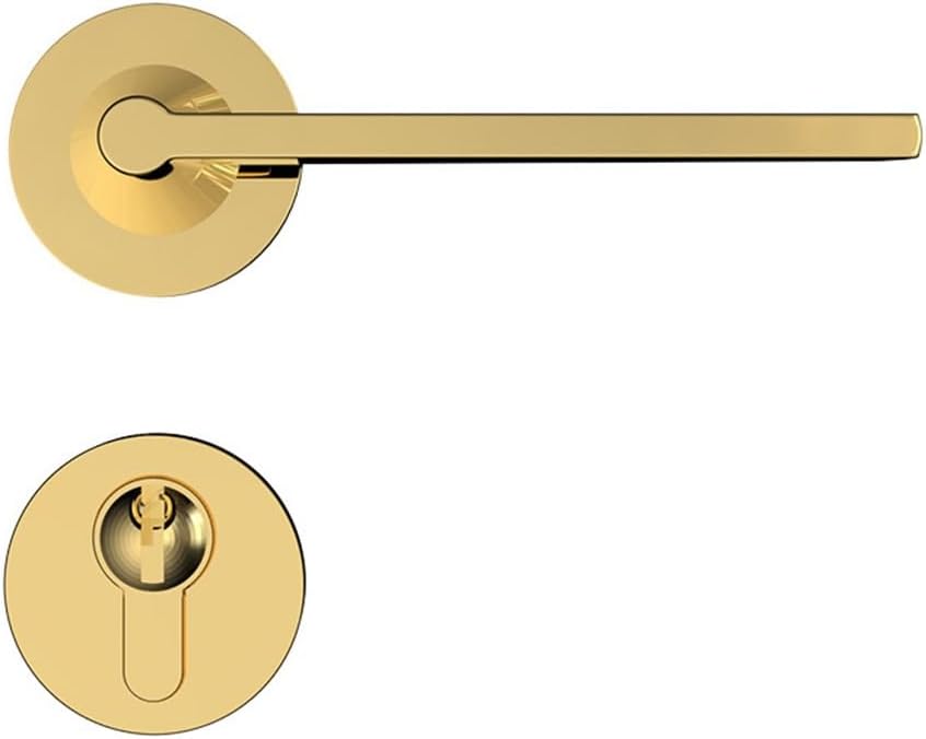 Brass Interior Door Lock Bedroom Magnetic Handle Cylinder Brushed