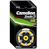 Camelion Hörgerätebatterie 60 Stück (10 Blister) Typ 10 Zinc Air P10 PR70 ZL4 Batterie für Hörgerät, Hörverstärker, Hörhilfe (A 10 Gelb)
