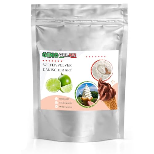 Gino Gelati Dänisches Softeis Pulver, fruchtiger Geschmack, verschiedene Geschmacksvarianten, schnell und einfach Zubereitet, Made in Germany, Eis selber machen (333 g, Limette)