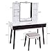 BEWISHOME Large Vanity Set with Mirror, Cushioned Stool, Storage Shelves, Makeup Organizer, 3 Drawers White Makeup Vanity Desk 39 Inch Dressing Table FST05W