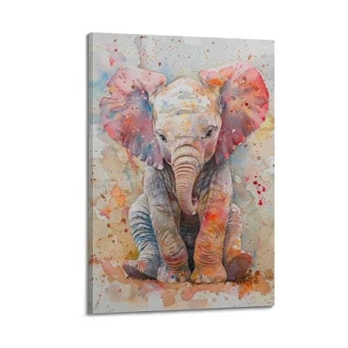 Poster éléphant accroupi décoration murale toile enfant 30x45