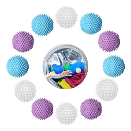 Yuragim Lot de 12 Boule de Lavage pour Machine à Laver, Balles de Lavage Réutilisables pour Machine à Laver, Boules Sèche Linge Antistatiques, Linge Plus...