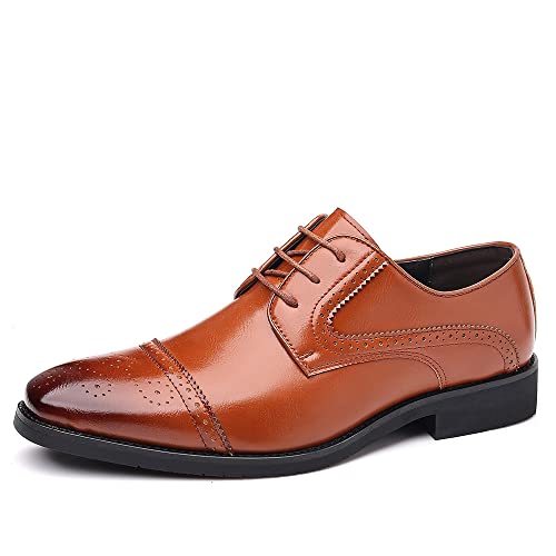 Santimon Men's Oxford Shoes Semi-Brogue Formal Leather Wingtip Dress Derby for Men2