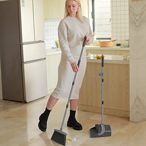 Ivandar Broom and Dustpan Set, Dust pan with Long Handle, Broom with Dustpan Combo Set, Broom and Dustpan for Home, Indoor or Outdoor Cleaning Tool (Deep Gray&Light Gray) by Ivandar - Image 6