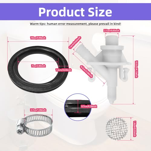 Image of 2 Sets 385311641 RV Toilet Water Valve Kit with 4 PCS 385311658 Toilet Flush Ball Seal for Dometic Sealand 300 301 310 320 Series RV Toilets