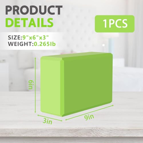 Image of 9 inchx6 inchx3 inch Yoga Blocks, Soft Non-Slip Surface Premium Foam Blocks, Supportive, Lightweight, Odor Resistant, Yoga Accessories for Pilates Meditation General Fitness Stretching Toning (green-1
