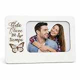 MoniDecor Marco Fotos 10X15 de Madera Blanco Grabado a Laser, Fotos Personalizadas Regalo Regalos Personalizados Marco de Madera Marcos de Fotos Originales Portaretratos para Fotos. (FRASE)