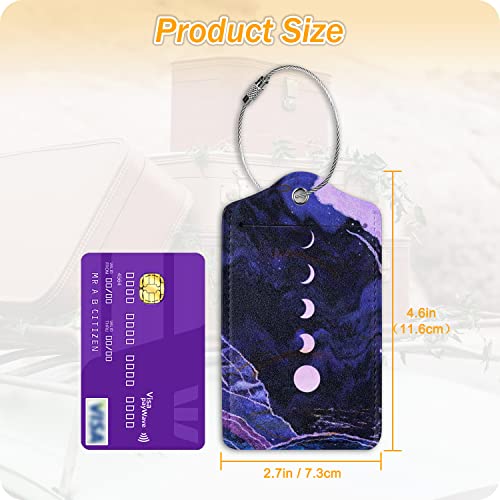 Image of Set of 2 Luggage Tag Suitcases Tag with Privacy Name Lable ID Card PU Leather Baggage Tags for Men Women Travel