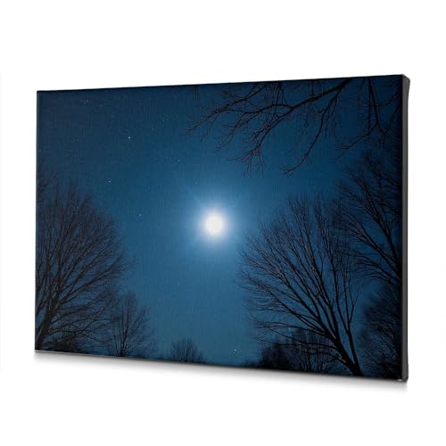 Toile Pâques religieuse déco murale ciel nocturne lune étoilée 40x60cm