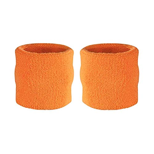 Image of Play2Fit 4 Cotton Wristband (2 Pair) Soft Sweatband For All Sport, Stretchable, Sweat Absorbent Supports Wrist Made In India (Orange, 3)