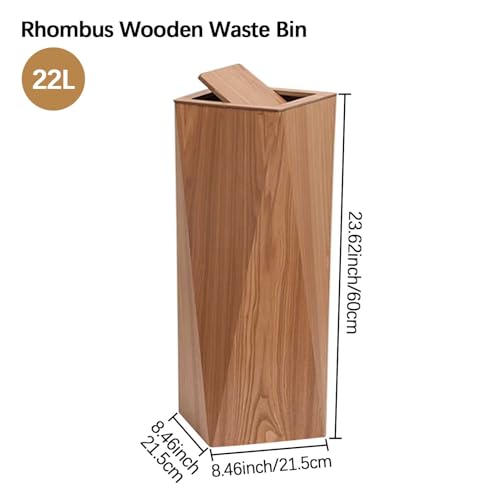 Caneca de basura de madera 22L con tapa y balde interior miniatura 2