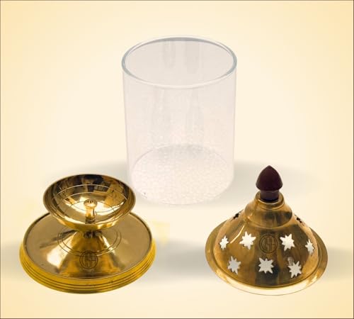 Image of DSH Brass Akhand Diya Decorative Brass Glass Oil Lamp and Tea Light Holder for Diwali Pooja and Gift Item. (M)