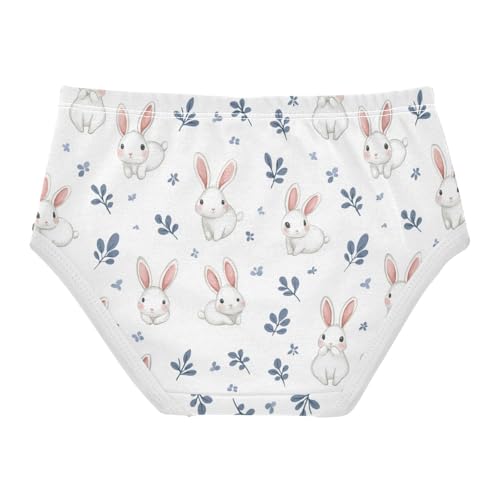 ZZKKO White Rabbit Leaves Girls Underwear Toddler Panties for Girls Comfort Brief Size 2T-8Y2