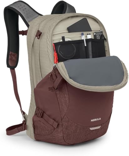 Image of Osprey Nebula Commuter Backpack, Sawdust Tan /Raisin Red