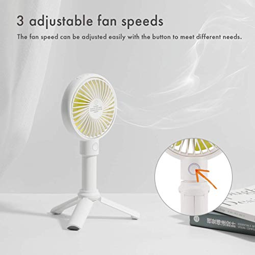 Image of INONE Portable Electric Mini Fan hand fan handheld fan With tripod Stand 2000mAh rechargeable battery fan F12 (White)