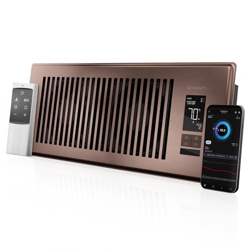 AC Infinity AIRTAP T4 Bronze, Register Booster Fan for 4” x 12” Vents, Thermostat Control Improves Heating & Cooling, Quiet 10-Speed Remote Control & Bluetooth App. ONLY FITS 4” x 12” Duct Openings