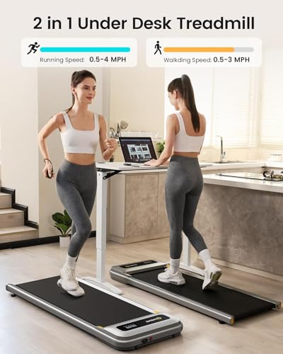 UREVO Under Desk Treadmill, Walking Pad 2 in 1 for Home/Office, Portable Walking Pad Treadmill, LED Display - Thumbnail 7
