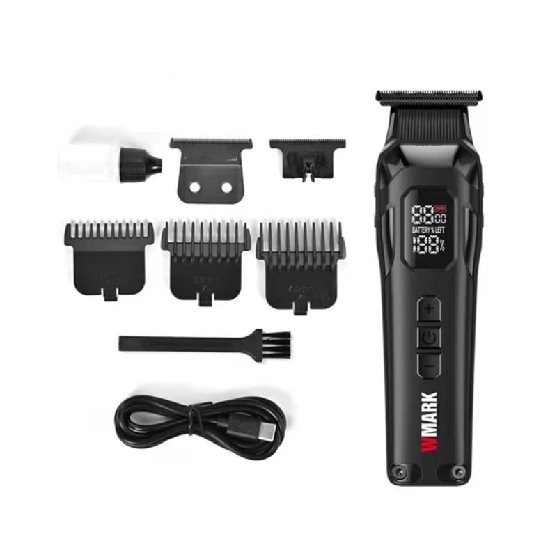 Image of WMARK NG-8280 Premium 6000-8000RPM 5 Speed Digital Display DLC coating Blade Pro Li Outliner Cordless T Blade Hair Clipper 0 Gap Outlining for Barber Runtime 300min, With Extra Blade Set, Model 34