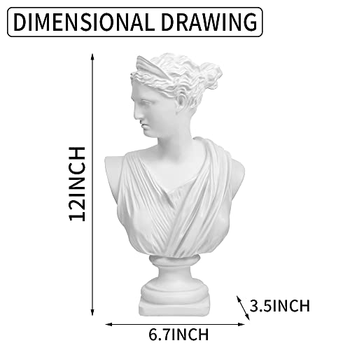Norrclp 12.5in Greek Statue of Diana, Classic Roman Bust Greek Mythology Sculpture for Home Decor