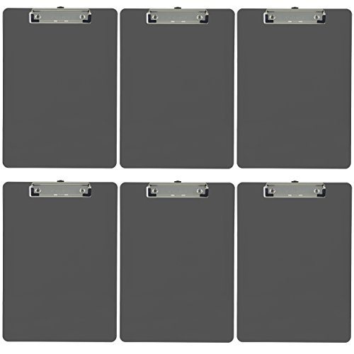 Trade Quest Plastic Clipboard Opaque Color Letter Size Low Profile Clip (Pack of 6) (Gray)