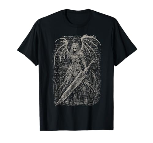 Goth Demon Angel Dark Fallen Sword Horror Hell Alt Aesthetic T-Shirt