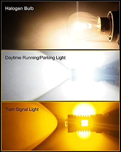 Image of AUXITO 1157 Switchback LED Turn Signal Light Bulbs 2057 2357 7528 BAY15D P21 /5W White /Amber Dual Color LED Bulbs with 3030SMD Chipsets for Turn Signal Blinker Parking Daytime Running Tail Lights
