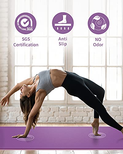 CAMBIVO Yogamat, brede, 81 cm, grote yogamat, gymnastiekmat, sportmat, fitnessmat, antislip van TPE voor yoga, pilates, workout, thuis, sport, yogaklas, partneroefeningen, met draagriem - Image 3