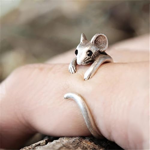 Fancy Animal Opening Ring for Women Chic Mouse Shaped Jewelry for Daily Life, Brass, No Gemstone
