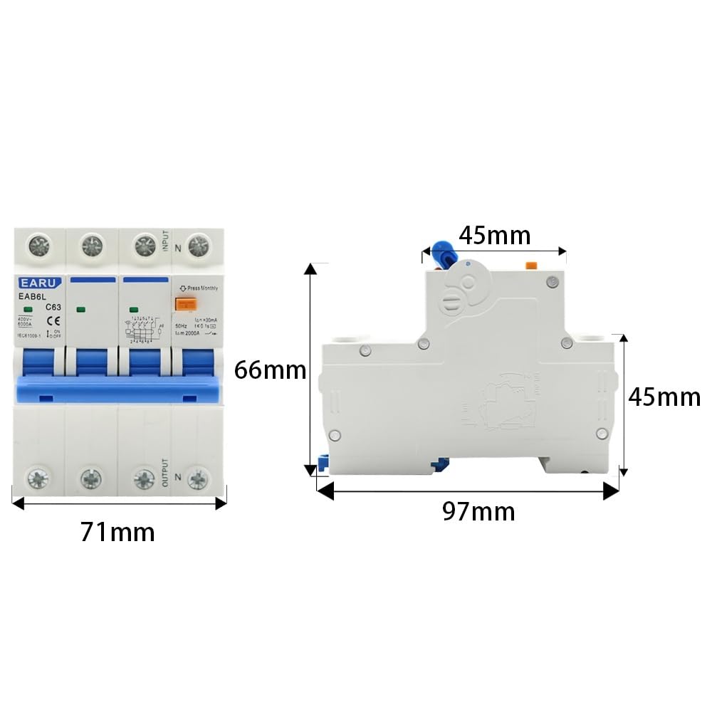 Interruttore Differenziale Puro Salvavita, AC230V MCB Protezione Dalle Dispersioni RCBO Da Sovraccarico E Cortocircuito 2P 4P 30mA Interruttore Di Corrente Residua RCCB RCD(4P,40A)