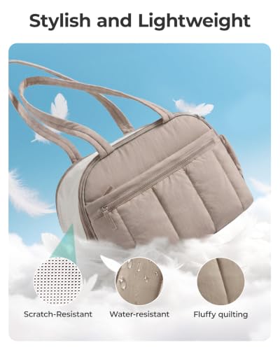 BAGSMART Dog Purse Carrier for Small Dogs Up to 13lbs Puppy Travel Tote Bag | Quilted Puffy Soft Sided Pet Handbag with Pockets, Collapsible Lightweight Portable Carrying with Safety Tether & Mat, Brown - Image 5