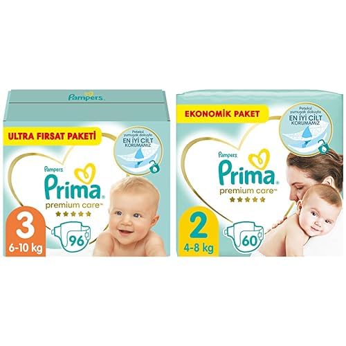 Prima Bebek Bezi Premium Care 3 Beden 96 Adet Ultra Fırsat Paketi & Prima Bebek Bezi Premium Care 2 Beden 60 Adet Mini Jumbo Paket