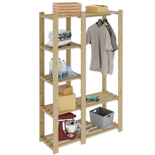 Lenmar, Serie B, Holzregal, Kiefer, Holz, kleiderständer, B-25, 170 x 110 x 40, offener Kleiderschrank, Garderobe, Regal, Garderobenständer mit Hängestangen, kleiderstange für Ankleidezimmer…