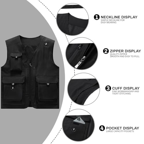 Generic Custom Your Logo Mens Outdoor Work Vest for Fishing Lightweight Sleeveless with Multi Pocket Photography Teamwork3