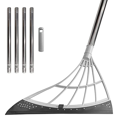 Multifunction Magic Broom Sweeper, 4-in-1 Easily Dry The Floor Surface and Remove Dirt and Hair, pet Hair Remover, Liquid, Glass Wiper, Super Sweeper Broom for Living Room, Kitchen,Bathroom (Gray)