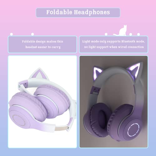 Casque Chat violet Bluetooth ajustable pour résoudre le manque de confort prolongé