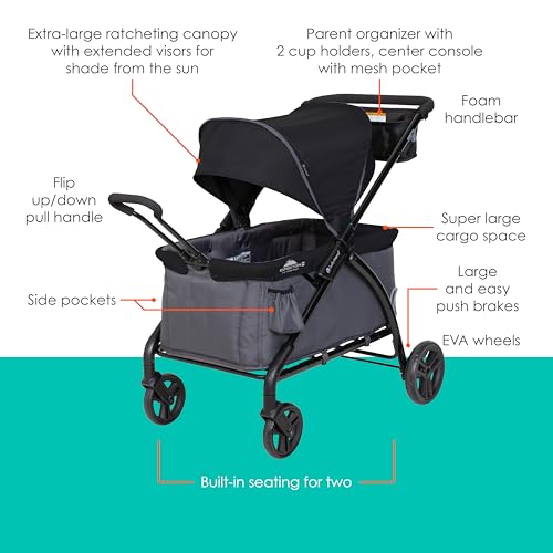 Image of Baby Trend Tour LTE 2-in-1 Stroller Wagon, Gravity Black