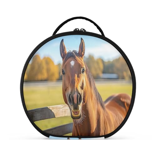 Takiito Funny Horse Travel Makeup Case Portable Makeup Box Artist Cosmetic Case Organizer With Adjustable Dividers