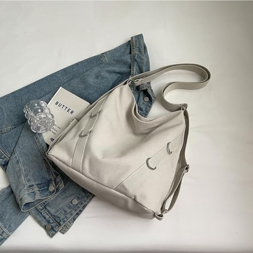 Image of Tote Bag for Women,Canvas Tote Bag with Zipper, Retro Large Capacity Casual Shoulder Handbags with Inner Pockets