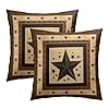 Imiss western texas star throw pillow covers set of 2 brown decorative pillow cover rustic western style retro cushion 18×18 inch for outdoor sofa bedroom  urban country home decor