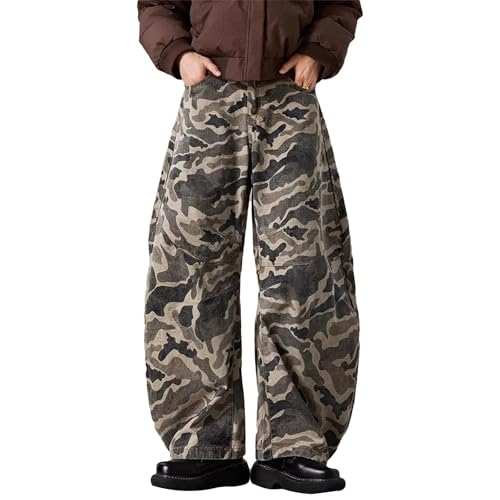 Camo Jeans Men Duck Lounge Camoflash Pants for Men Baggy Wide Leg Army Fatigue Pants for Men Black Camouflage Streetwear